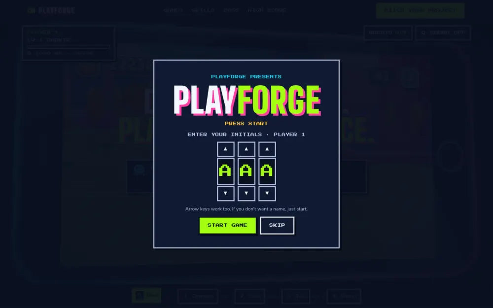 Playforge website template preview