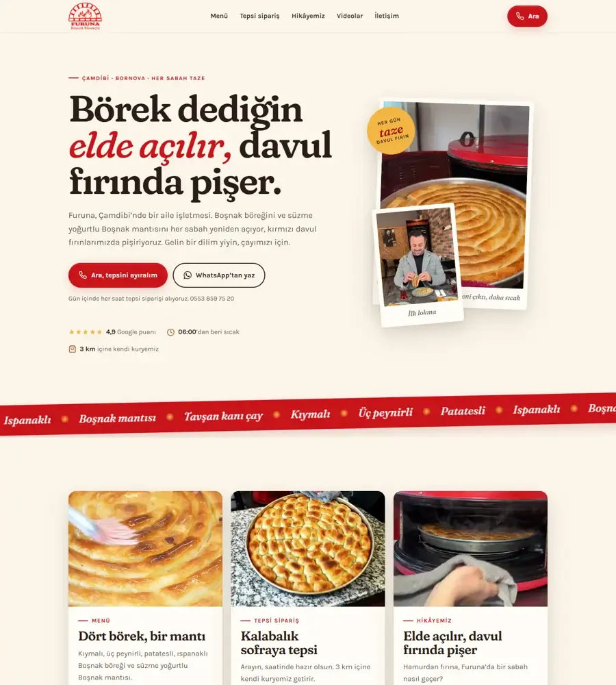 Furuna Boşnak Börekçisi: 4,9★ puan en önde