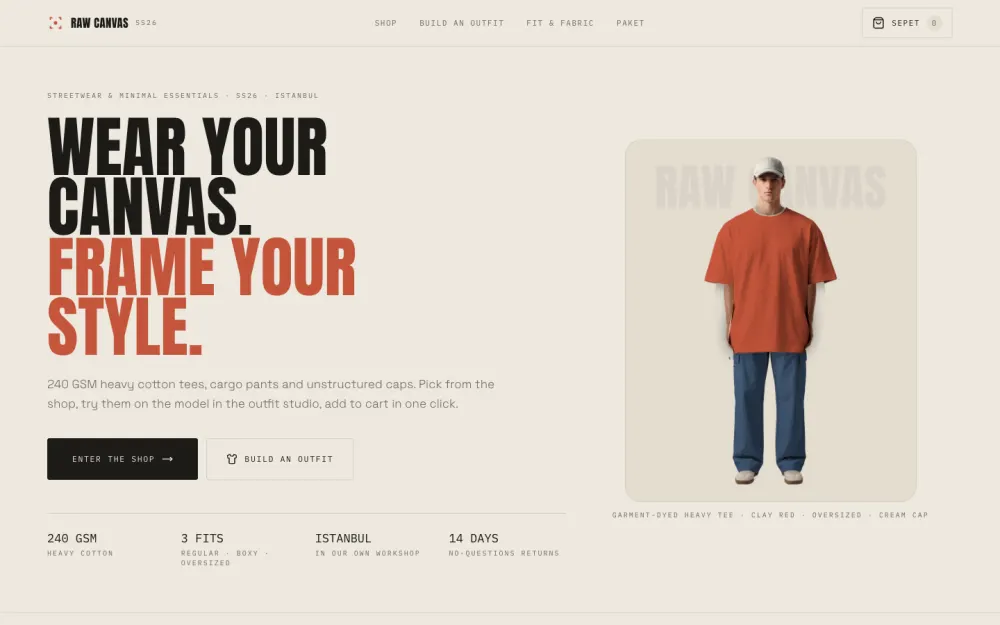 Raw Canvas website template preview