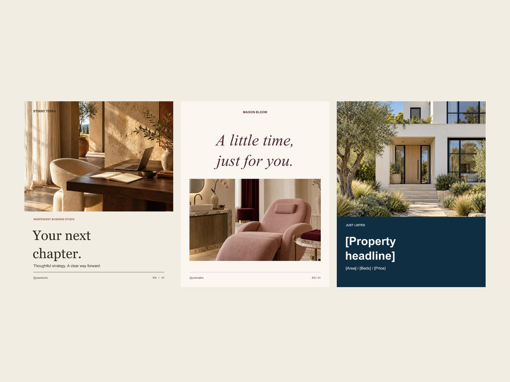Business Canva Template Bundle, Salon, Real Estate and Consultant Marketing, English and Turkish