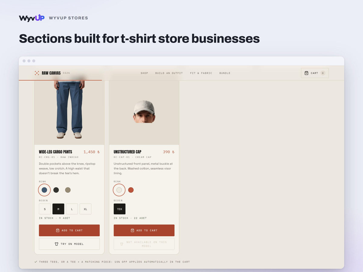 T-Shirt Store Website Template | Clothing Brand & Streetwear Shop Site | Lovable AI Editable React Template | Outfit Builder