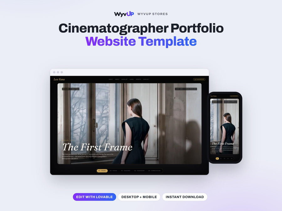 Cinematographer Portfolio Website Template