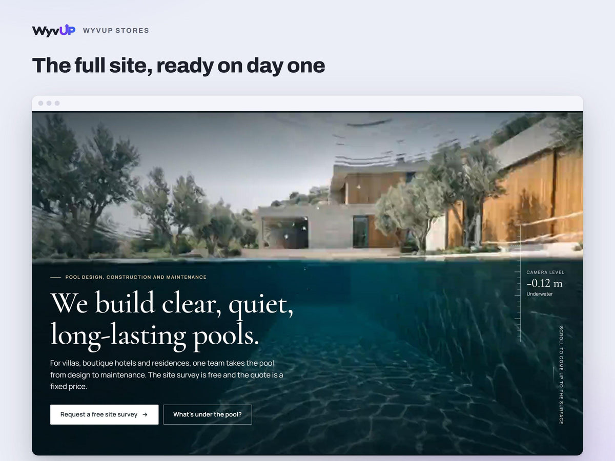 Pool Builder Website Template | Contractor & Landscaping Business Site | AI Editable HTML Template | Project Gallery