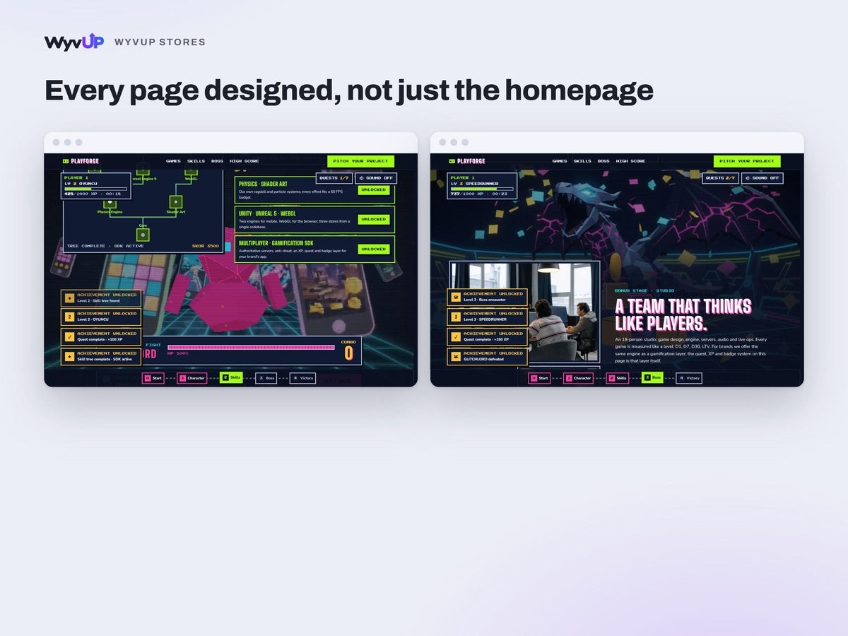 Game Studio Website Template | Indie Game Developer Site | AI Editable HTML Template | Gamified Pages