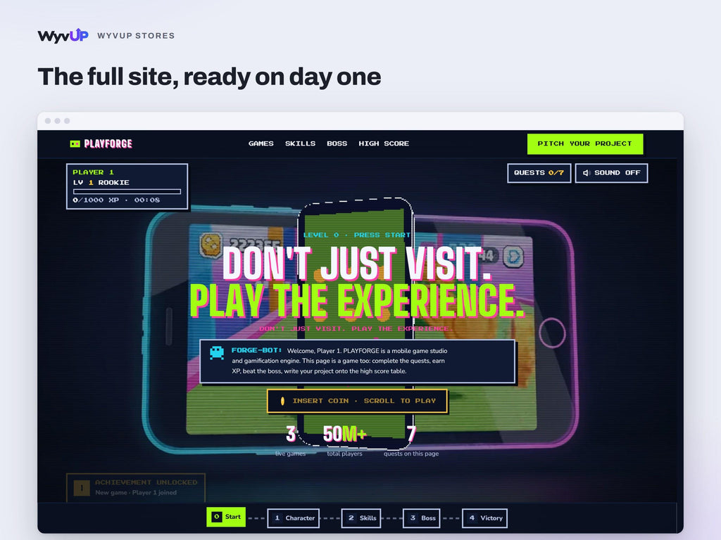 Game Studio Website Template | Indie Game Developer Site | AI Editable HTML Template | Gamified Pages