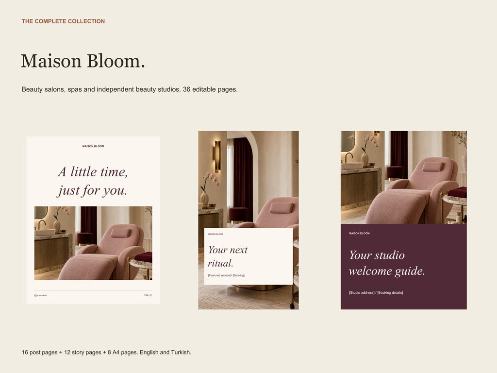 Business Canva Template Bundle, Salon, Real Estate and Consultant Marketing, English and Turkish