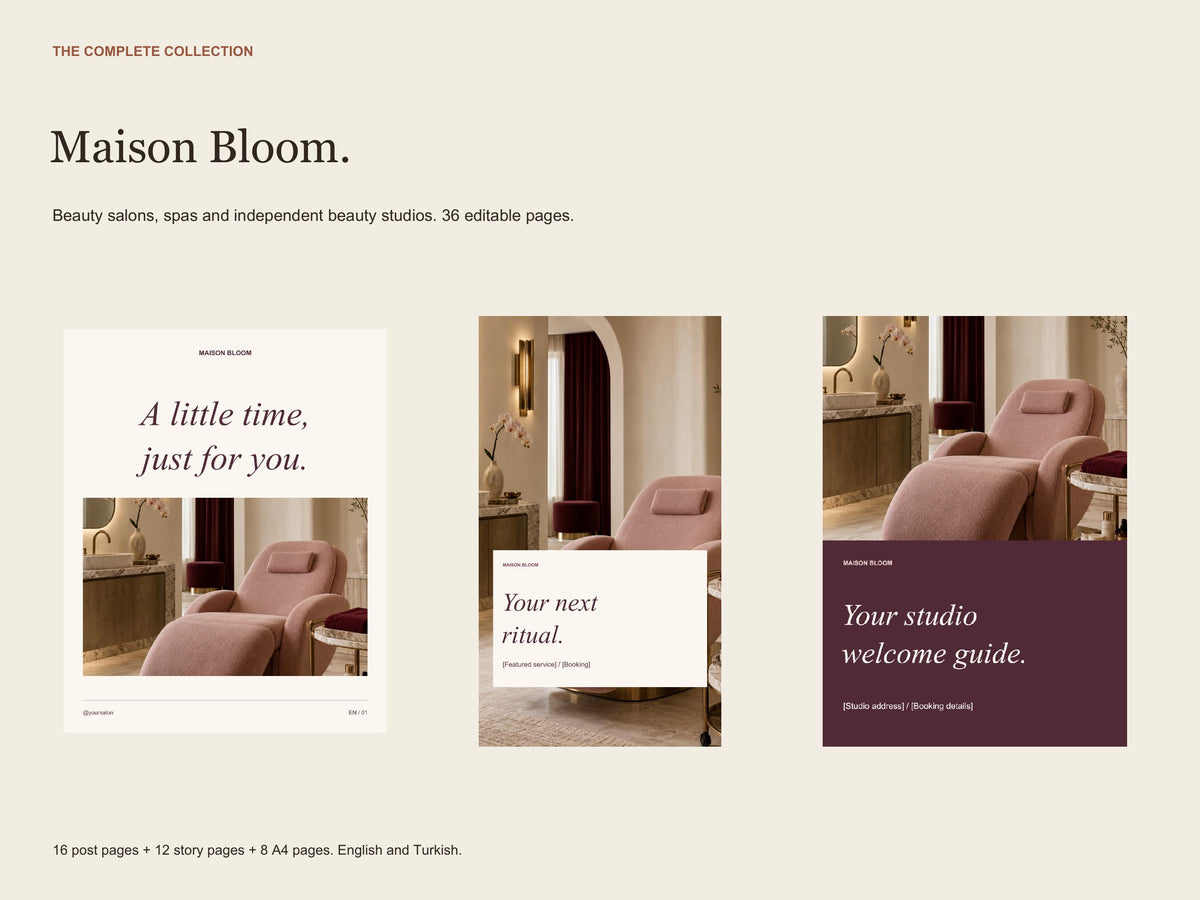 Business Canva Template Bundle, Salon, Real Estate and Consultant Marketing, English and Turkish