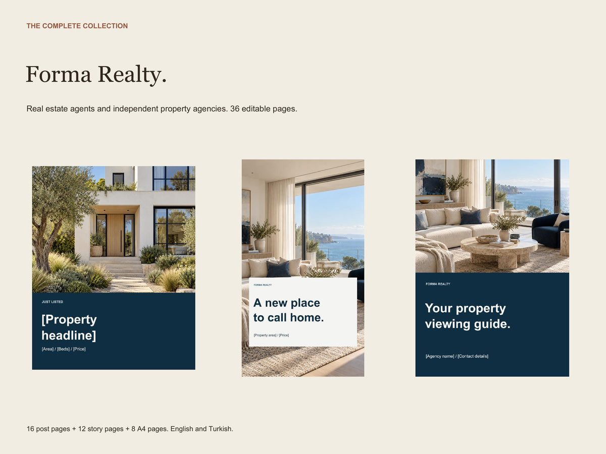 Business Canva Template Bundle, Salon, Real Estate and Consultant Marketing, English and Turkish