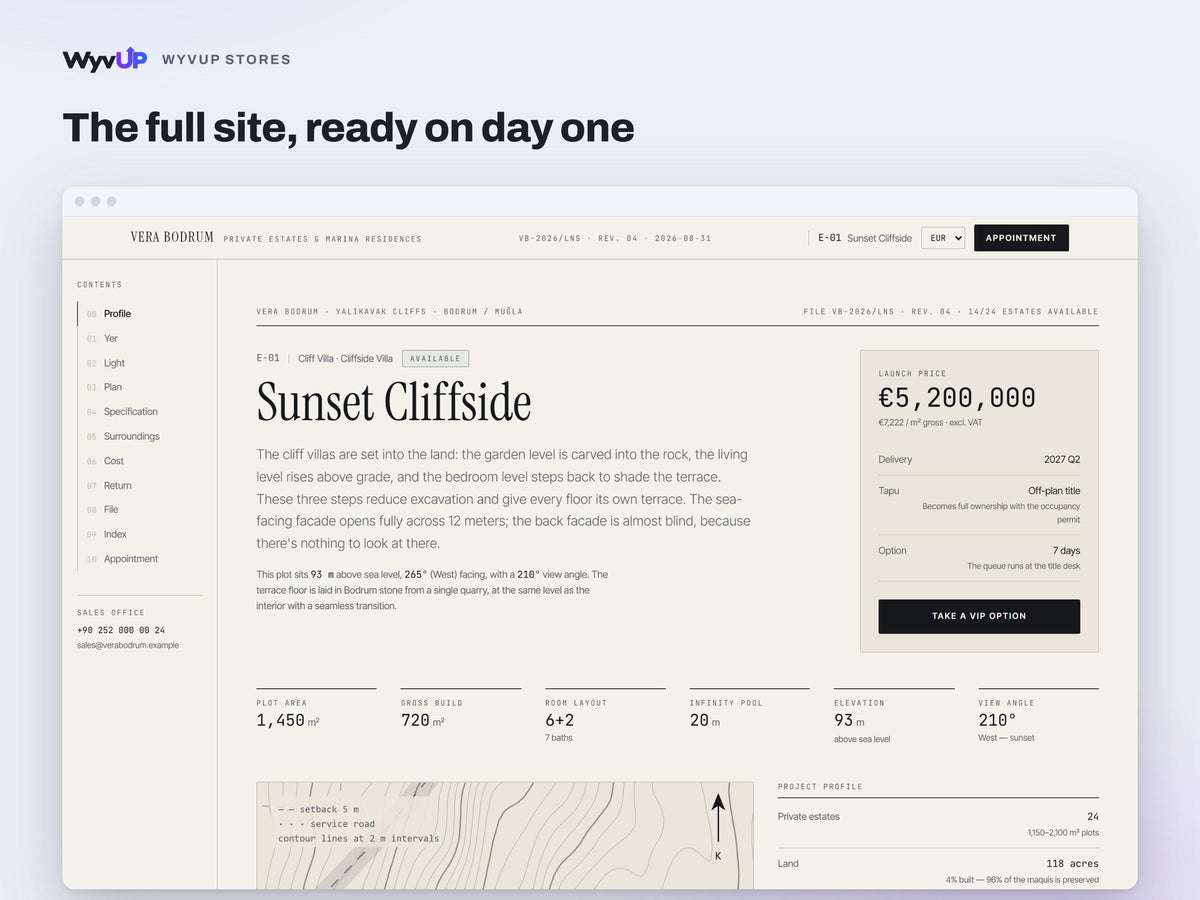 Luxury Villa Website Template | Real Estate Development & Marina Site | Lovable AI Editable React Template | Plot Plans
