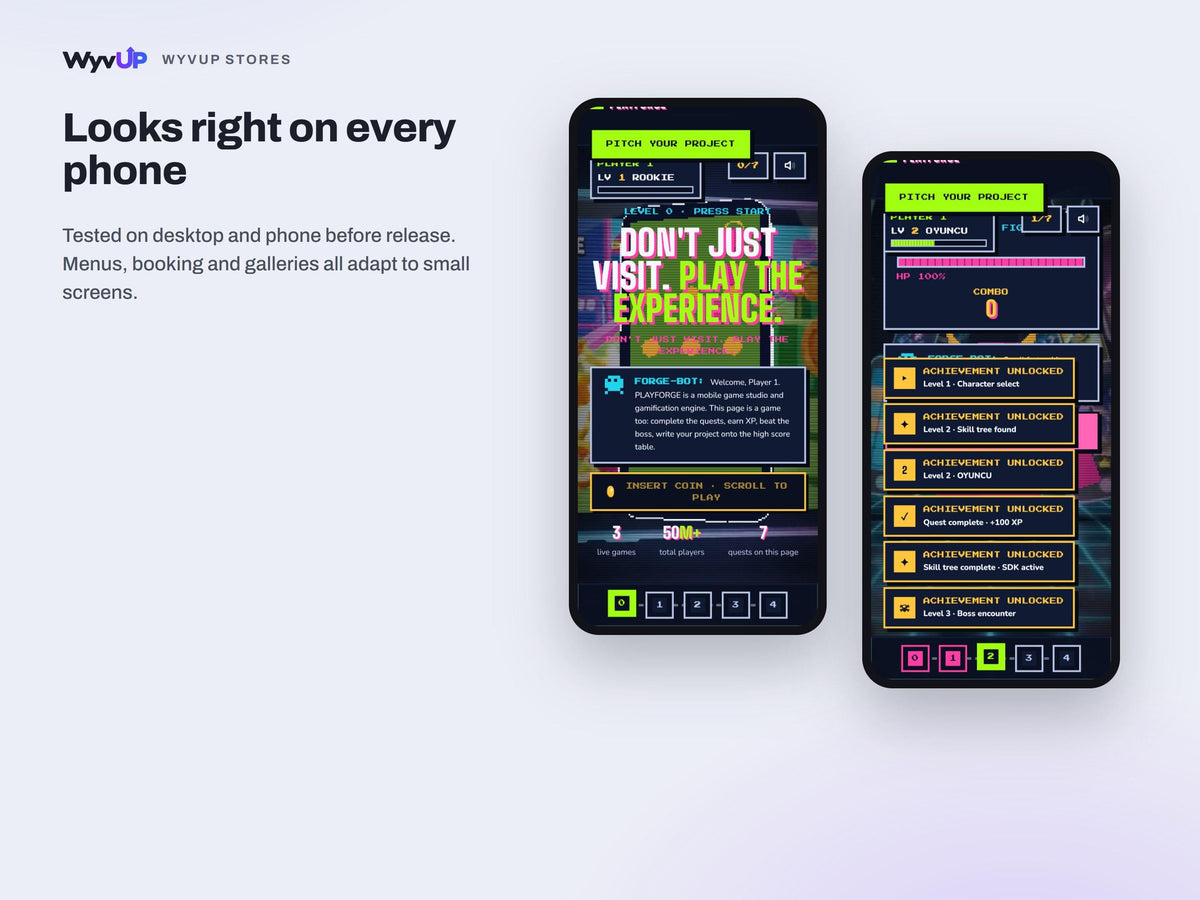 Game Studio Website Template | Indie Game Developer Site | AI Editable HTML Template | Gamified Pages