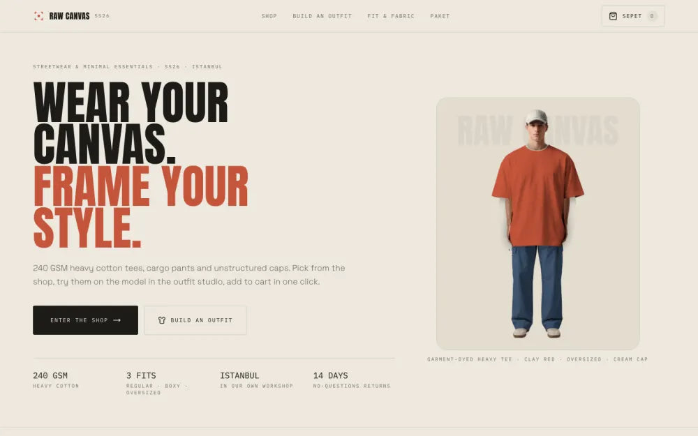 Raw Canvas website template preview