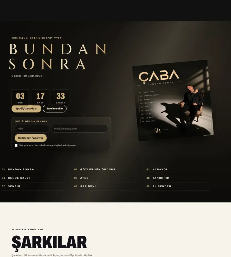 Çaba: Yeni albüm, geri sayımda