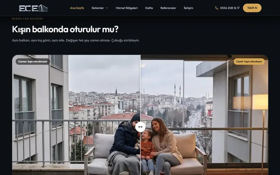 Ecem Cam Balkon: Aynı balkon, camlı ve camsız